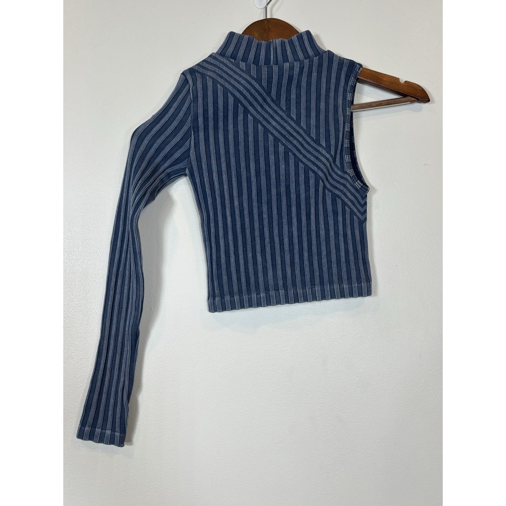 Zara Asymmetrical Blue Striped Bodysuit Size XS- S - Picture 3 of 4